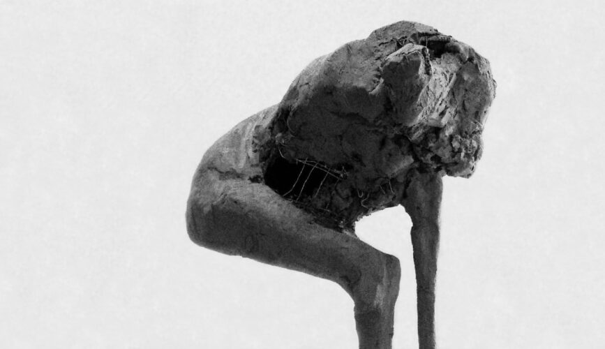 figure, clay, high 180 cm, 1997