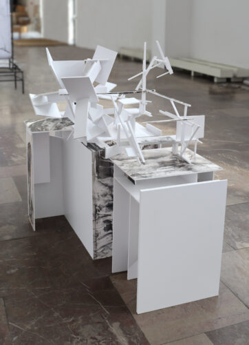Spheres of influences, PVC, paper, acrylic, 2025