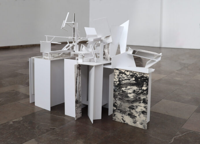 Spheres of influences, PVC, paper, acrylic, 2025